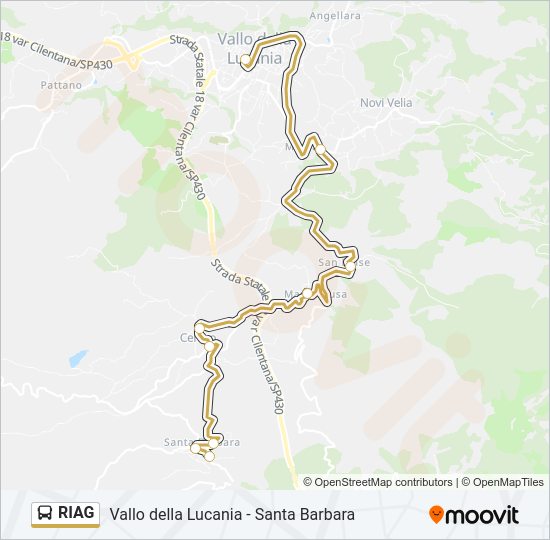 Percorso linea bus RIAG