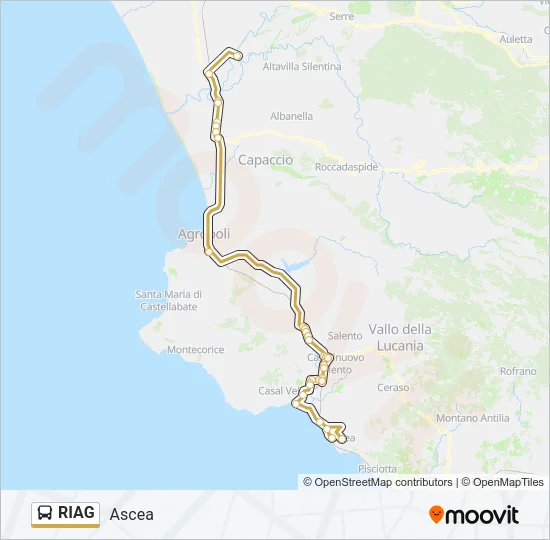 Percorso linea bus RIAG