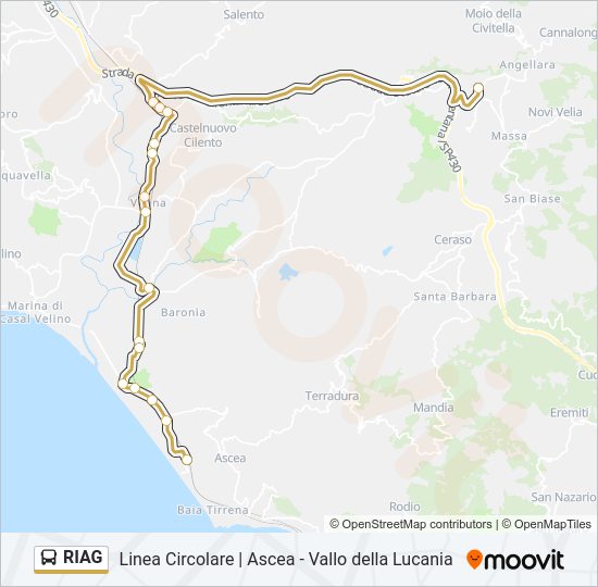 Percorso linea bus RIAG