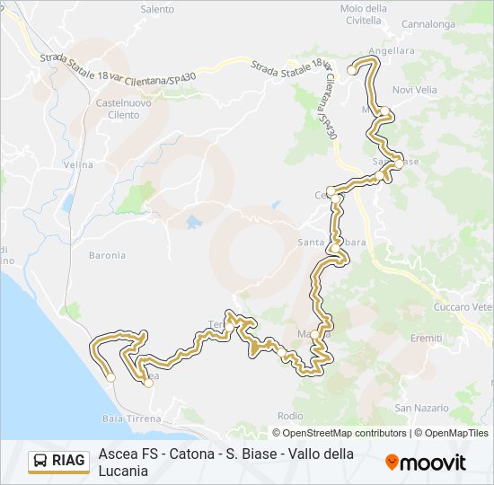 Percorso linea bus RIAG
