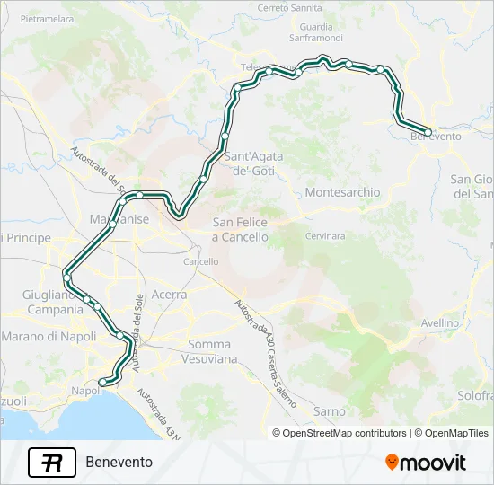 Percorso linea treno R