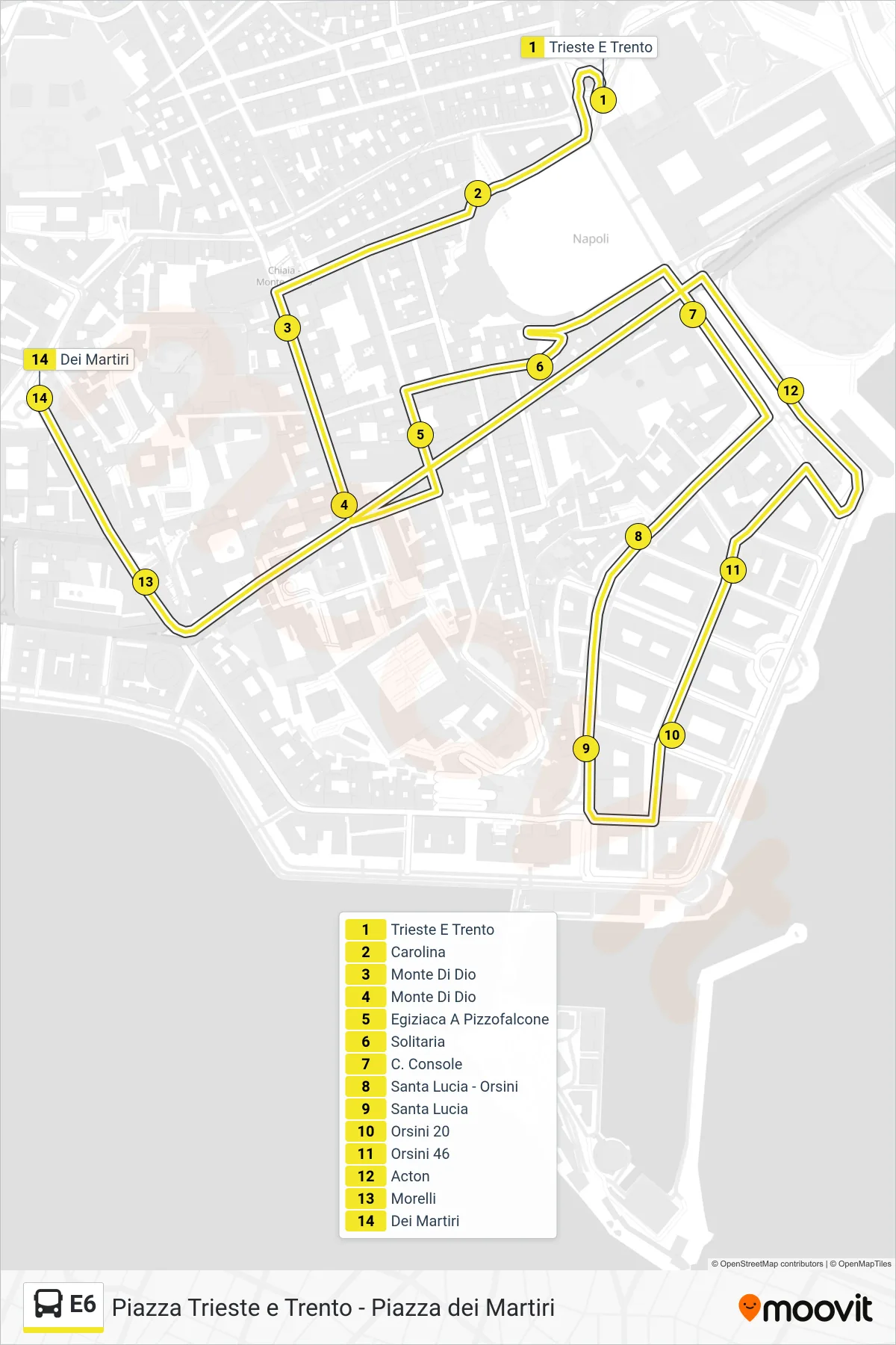 Linea E6 bus (Piazza Dei Martiri) - Percorsi e fermate sulla mappa