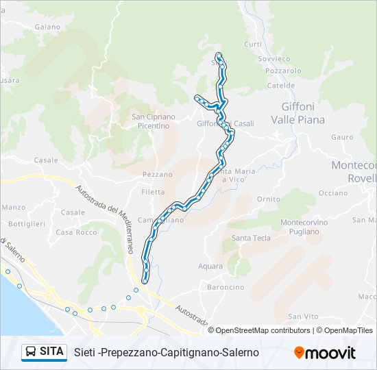 Linea sita orari, fermate e mappe Sieti PrepezzanoCapitignanoSalerno (Aggiornato)