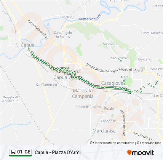 Percorso linea bus 01-CE