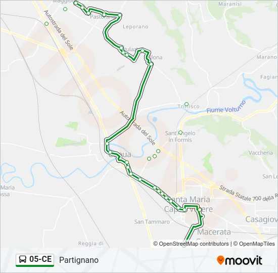 Percorso linea bus 05-CE