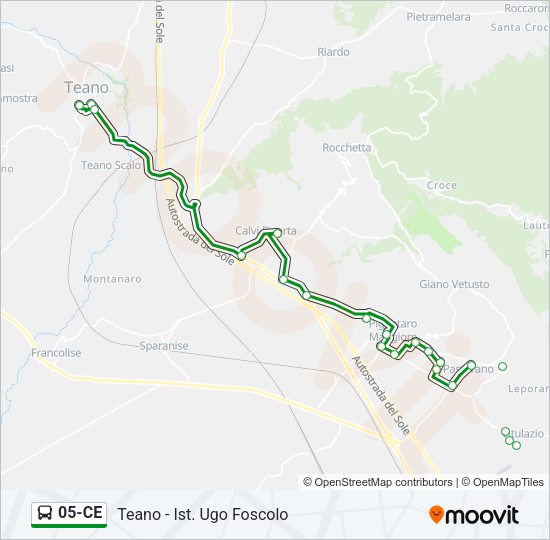 Percorso linea bus 05-CE