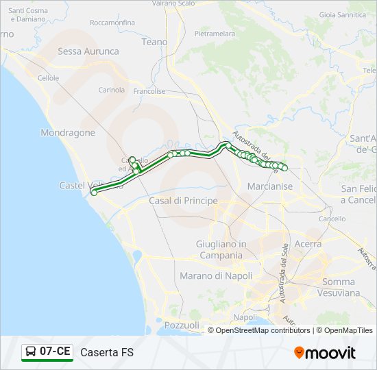Percorso linea bus 07-CE