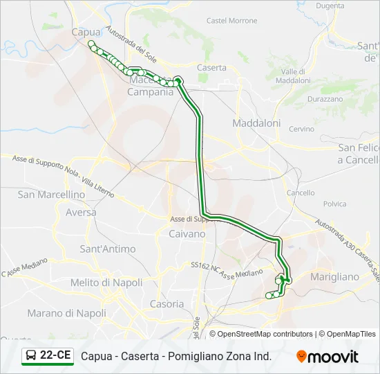 Percorso linea bus 22-CE