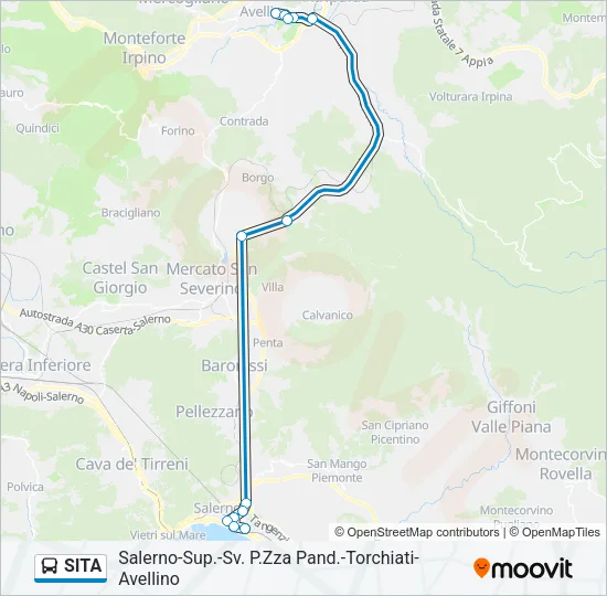 Percorso linea bus SITA