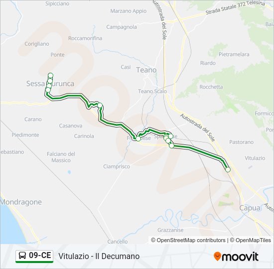 Percorso linea bus 09-CE