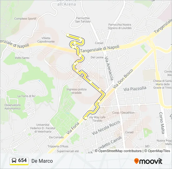 654 Bus Line Map