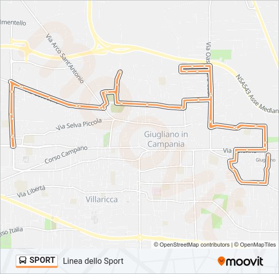 Percorso linea bus SPORT