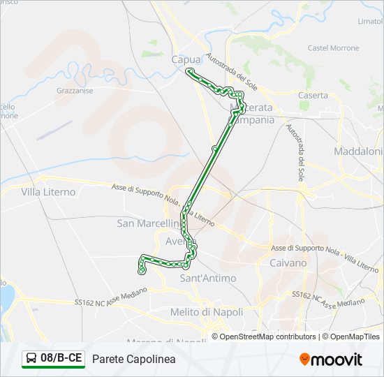 Percorso linea bus 08/B-CE