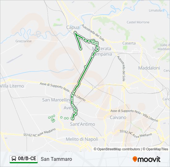 Percorso linea bus 08/B-CE
