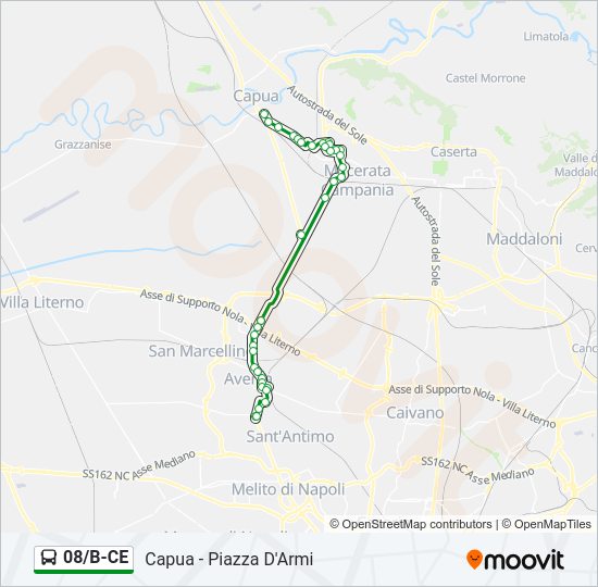 Percorso linea bus 08/B-CE