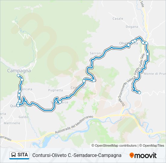 Percorso linea bus SITA