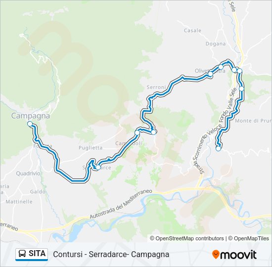 Percorso linea bus SITA