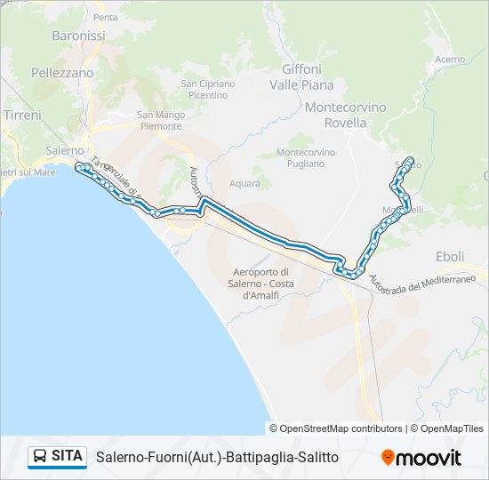 Linea sita orari, fermate e mappe SalernoFuorni(Aut.)BattipagliaSalitto (Aggiornato)