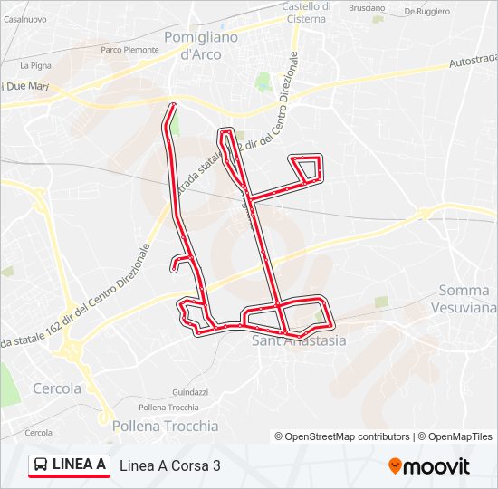 Percorso linea bus LINEA A