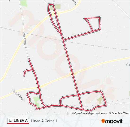 LINEA A Bus Line Map