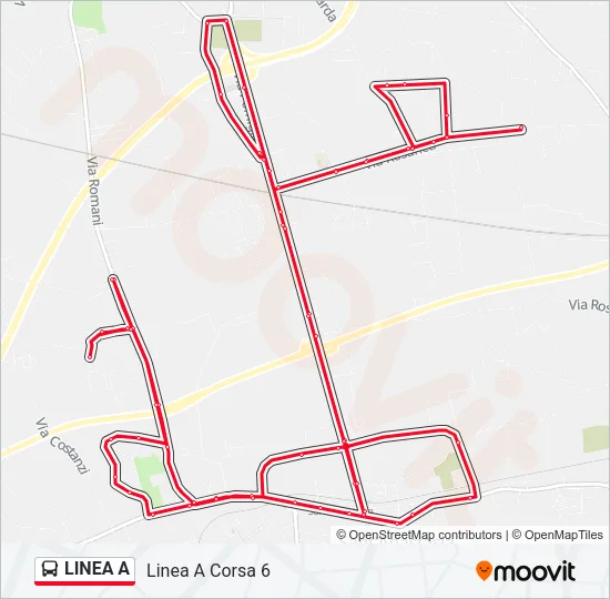 LINEA A Bus Line Map