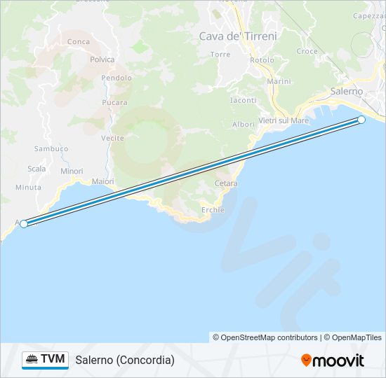 Percorso linea navigazione TVM