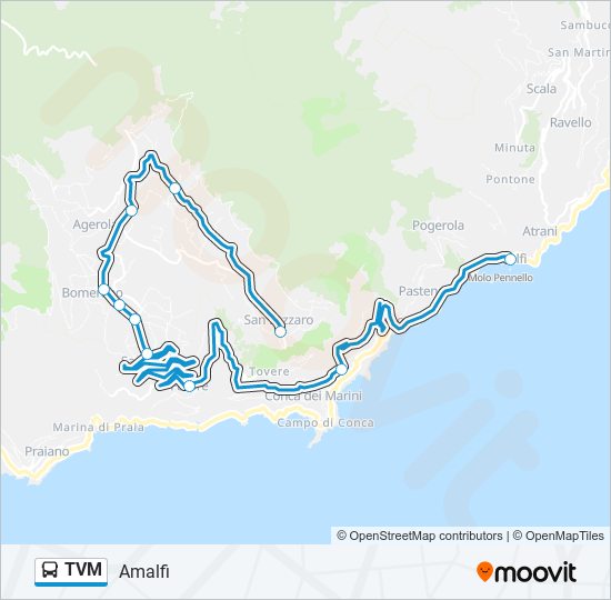 Percorso linea bus TVM