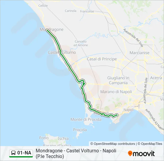 Percorso linea bus 01-NA