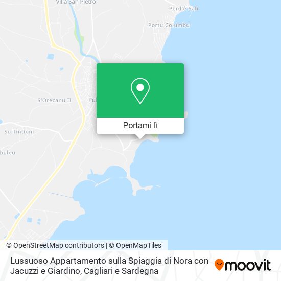 Mappa Lussuoso Appartamento sulla Spiaggia di Nora con Jacuzzi e Giardino