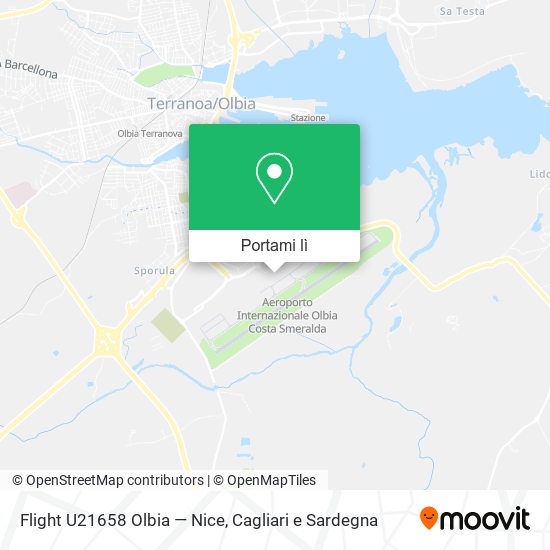 Mappa Flight U21658 Olbia — Nice