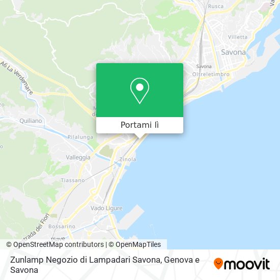 Mappa Zunlamp Negozio di Lampadari Savona