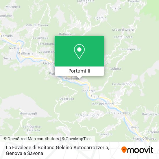 Mappa La Favalese di Boitano Gelsino Autocarrozzeria