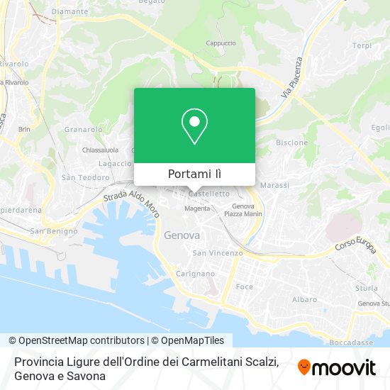 Mappa Provincia Ligure dell'Ordine dei Carmelitani Scalzi