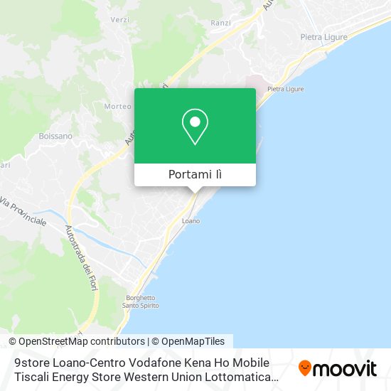 Mappa 9store Loano-Centro Vodafone Kena Ho Mobile Tiscali Energy Store Western Union Lottomatica Edicola