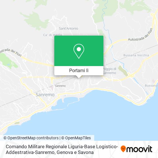 Mappa Comando Militare Regionale Liguria-Base Logistico-Addestrativa-Sanremo