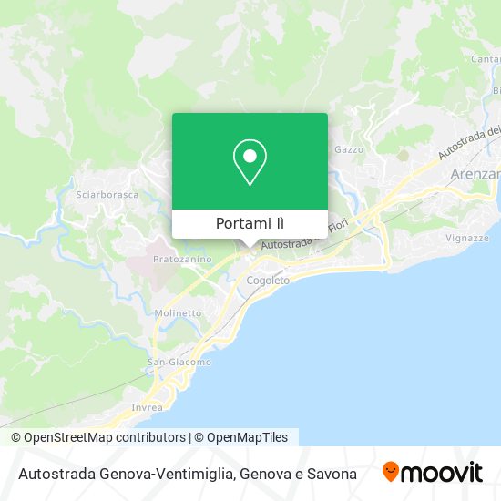 Mappa Autostrada Genova-Ventimiglia