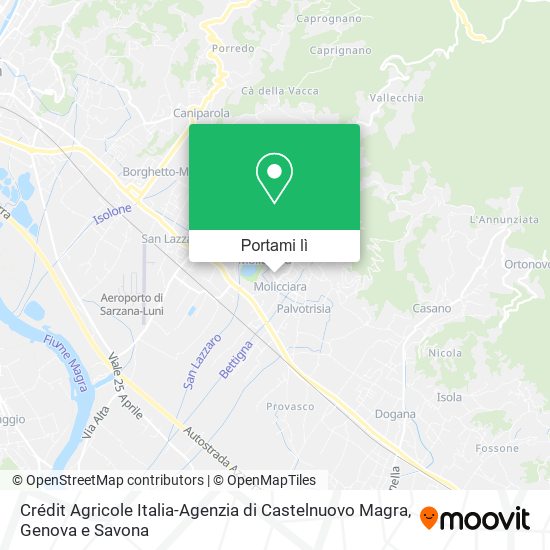 Mappa Crédit Agricole Italia-Agenzia di Castelnuovo Magra