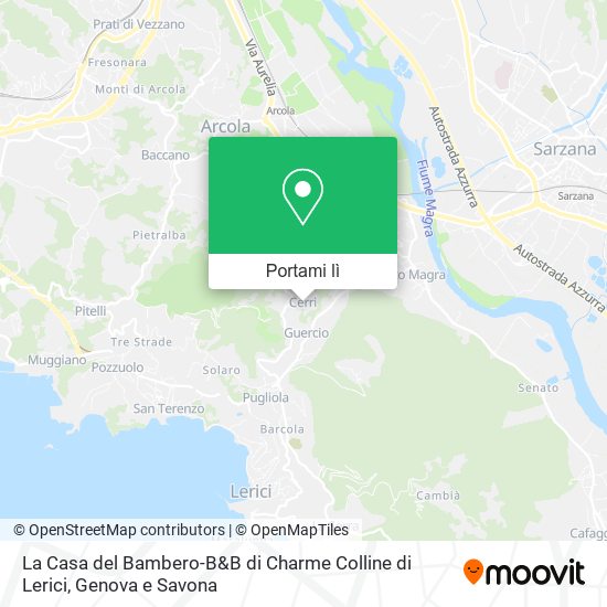 Mappa La Casa del Bambero-B&B di Charme Colline di Lerici