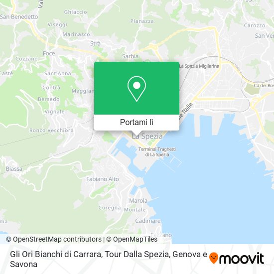 Mappa Gli Ori Bianchi di Carrara, Tour Dalla Spezia