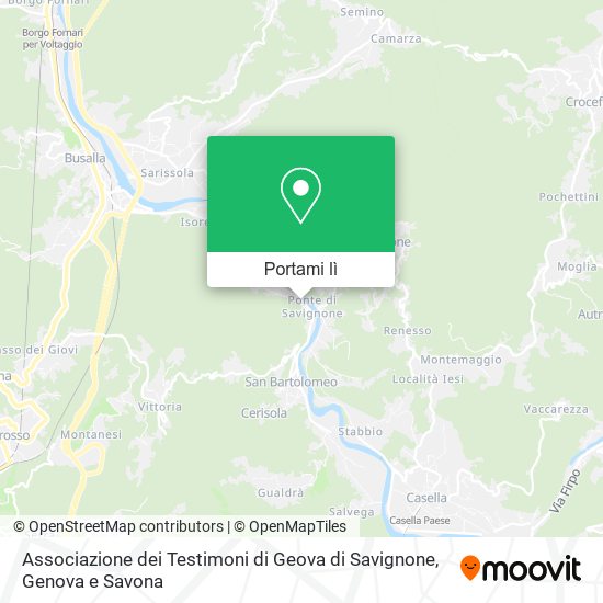 Mappa Associazione dei Testimoni di Geova di Savignone