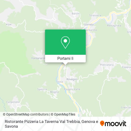 Mappa Ristorante Pizzeria La Taverna Val Trebbia