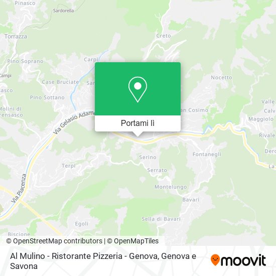 Mappa Al Mulino - Ristorante Pizzeria - Genova