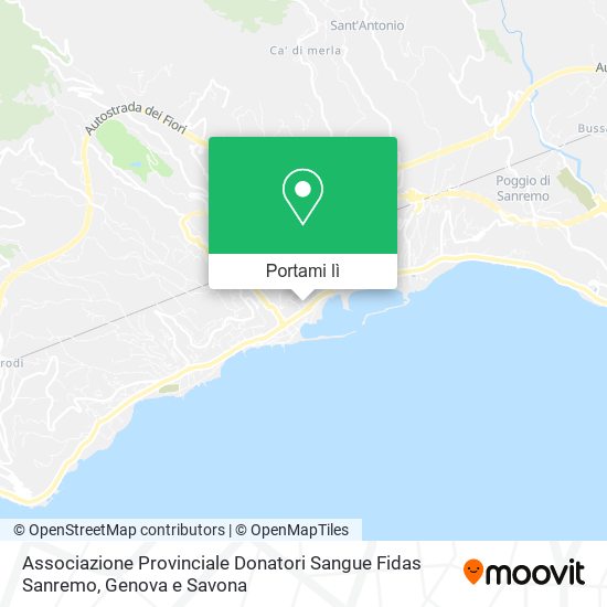 Mappa Associazione Provinciale Donatori Sangue Fidas Sanremo