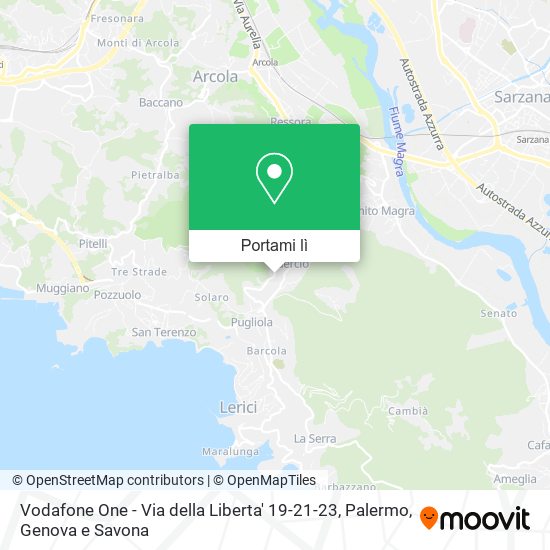 Mappa Vodafone One - Via della Liberta' 19-21-23, Palermo