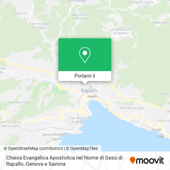 Mappa Chiesa Evangelica Apostolica nel Nome di Gesù di Rapallo