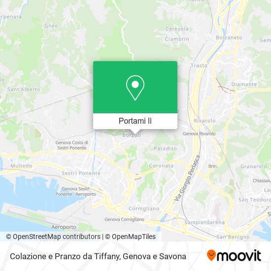 Mappa Colazione e Pranzo da Tiffany