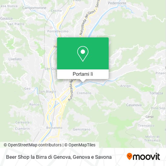 Mappa Beer Shop la Birra di Genova