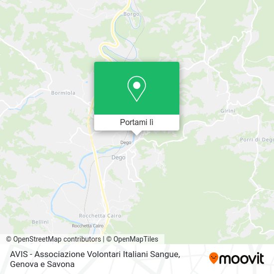 Mappa AVIS - Associazione Volontari Italiani Sangue