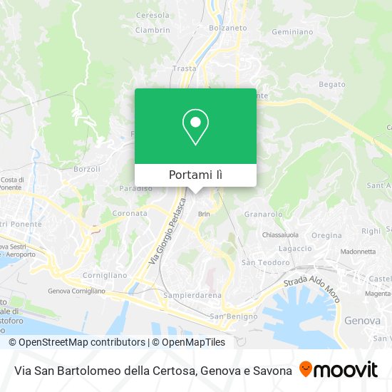 Mappa Via San Bartolomeo della Certosa