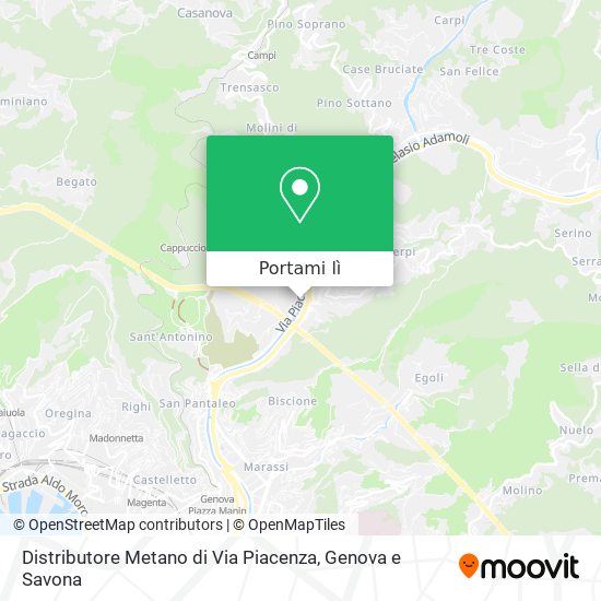 Mappa Distributore Metano di Via Piacenza